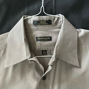 Olive colored dress shirt.